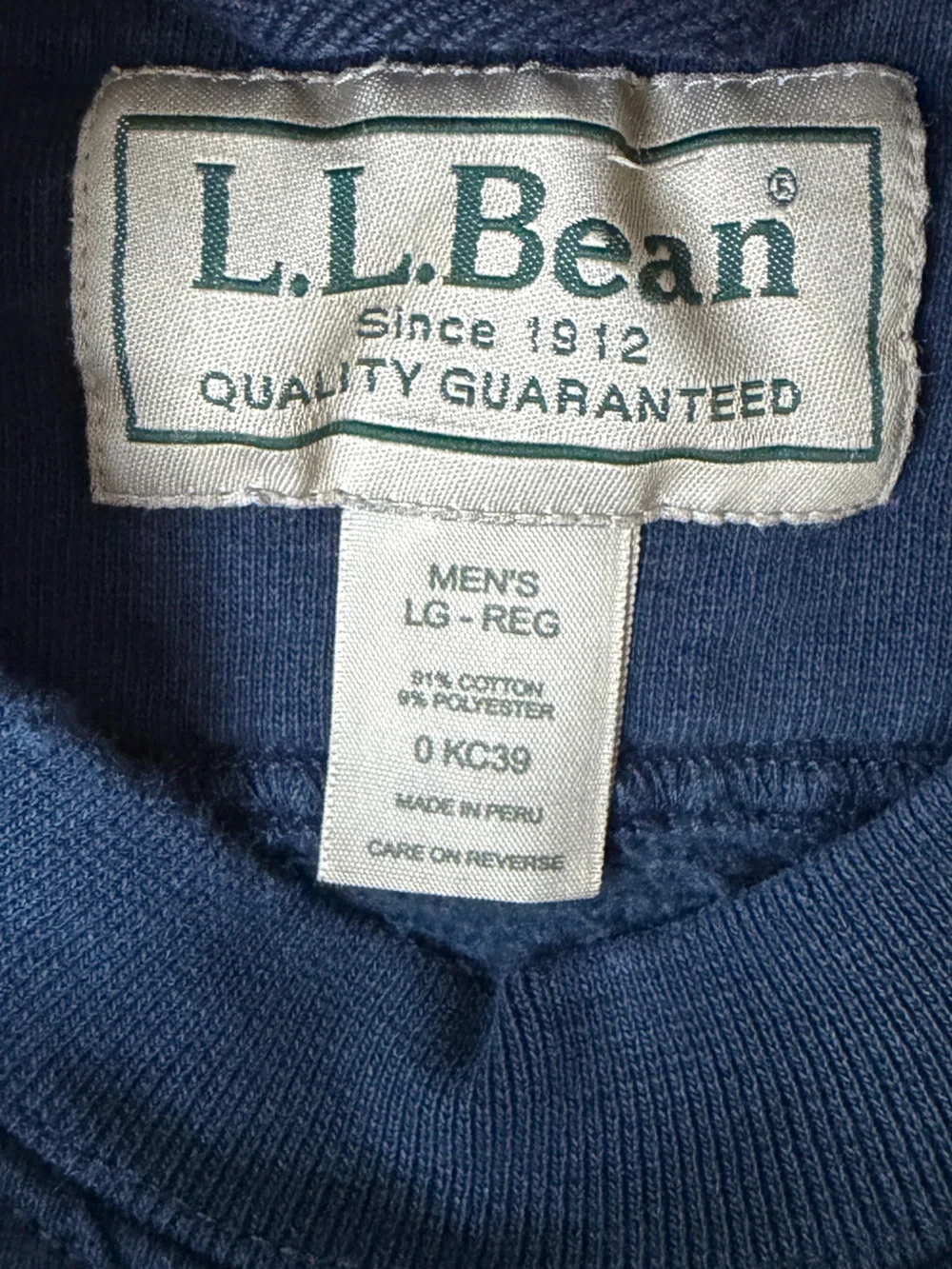 Vintage LL Bean Classic Men's Crewneck Sweatshirt - Navy Size Large